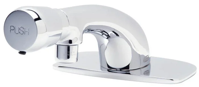 0.5 gpm Single Handle Metering Bathroom Sink Faucet in Chrome Plated with 4 in. Cover Plate