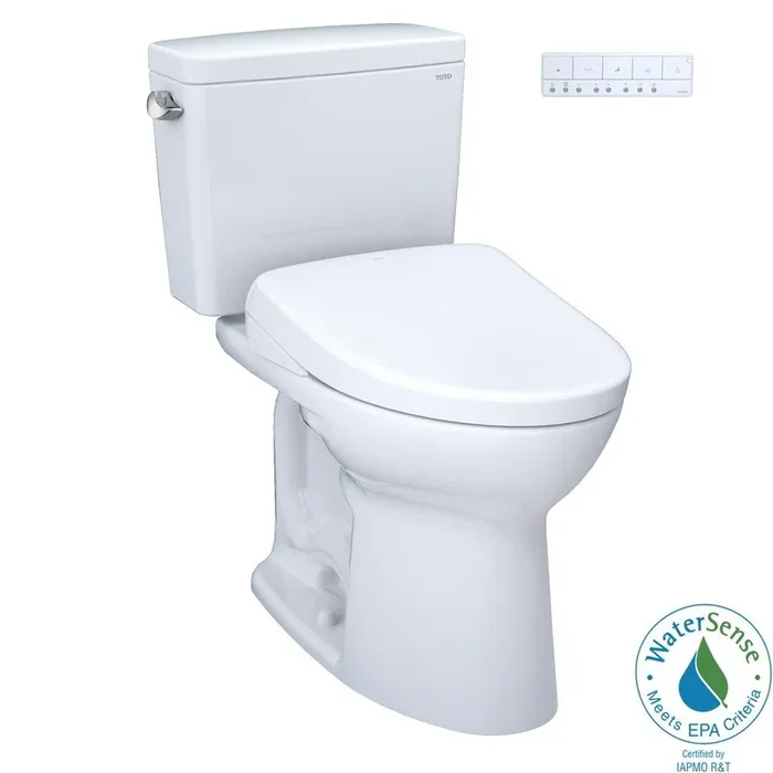 1.28 gpf Elongated Two Piece Toilet with Washlet Seat in Cotton White