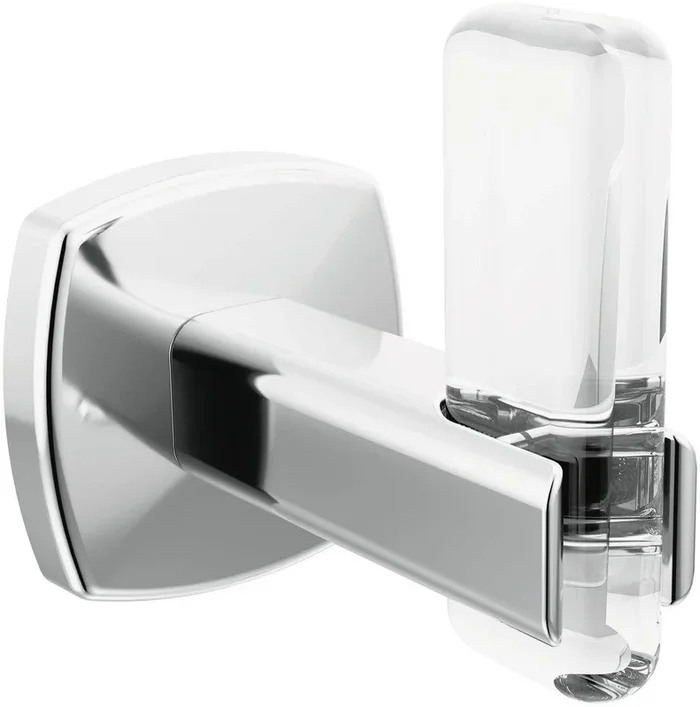1-Hook Robe Hook in Polished Chrome with Clear