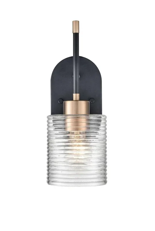 1-Light Wall Sconce in Matte Black Modern Gold