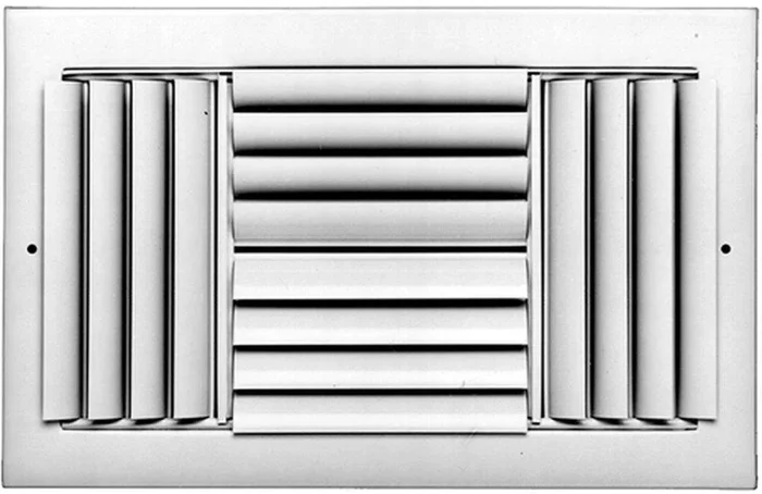 10 x 10 in. 4-Way Aluminum Curved Blade Ceiling & Sidewall Register with Opposed Blade Damper in White
