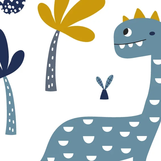 100×40 cm Vinile Dinosauri Blu e Senape