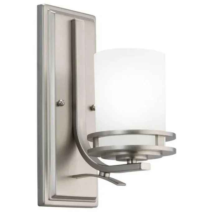 100 W 8 in. 1-Light Medium Wall Sconce in Brushed Nickel