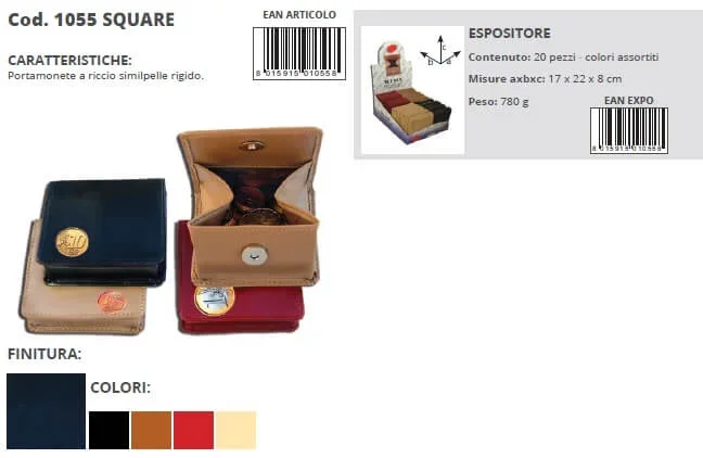 1055 SQUARE – PORTA MONETE A RICCIO RIGIDO IN SIMILPELLE