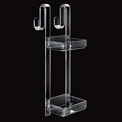 1132-C-BC Portaoggetti in plexiglass bianco 2 piani da appendere con gancio FORBOX TL BATH