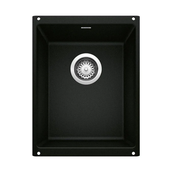 13-3/4 in. Undermount Silgranit Single Bowl Kitchen Sink in Coal Black