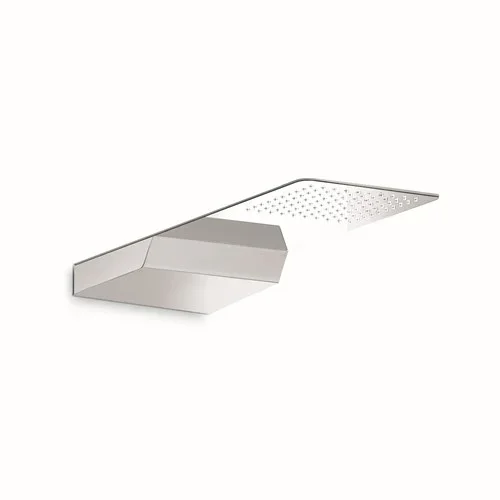140.31.028 Soffione doccia quadro a parete in acciaio con getto a pioggia cromo spazzolato NEWFORM
