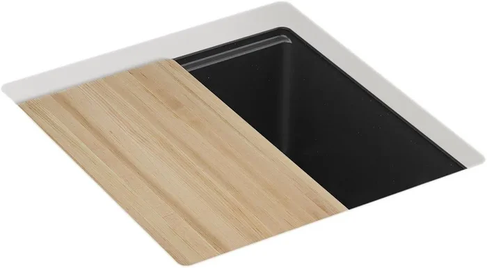 18 in. Undermount Neoroc® Bar Sink with Accessories in Matte Black