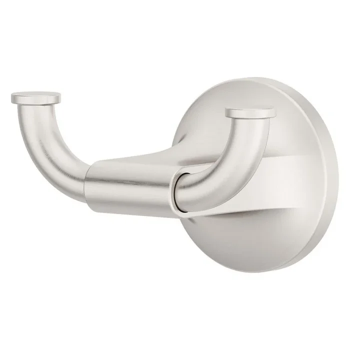2-Hook Robe Hook in Spot Defense Brushed Nickel