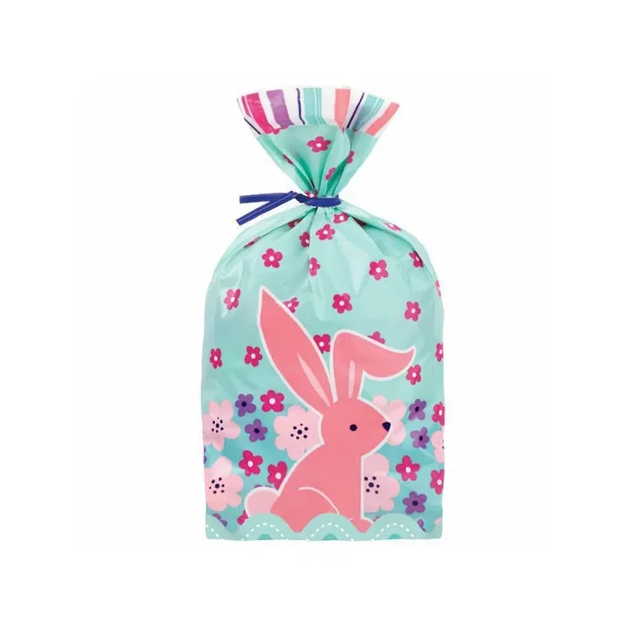 20x BUSTE bustine sacchetti in plastica Pasquali con fantasia coniglio 10x23cm