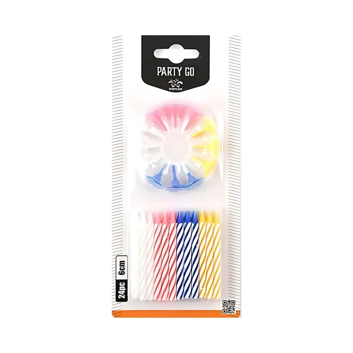 24 CANDELINE A SPIRALE COLORATE DA 6 cm