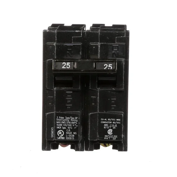 25 Amp 120 V 2-Pole Plug Inch Breaker
