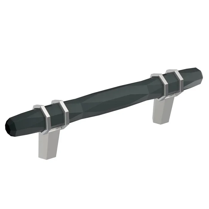 3-3/4 in. Center-to-Center Cabinet Pull in Black Bronze/Polished Chrome