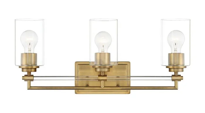 3-Light Vanity Fixture in Aged Brass