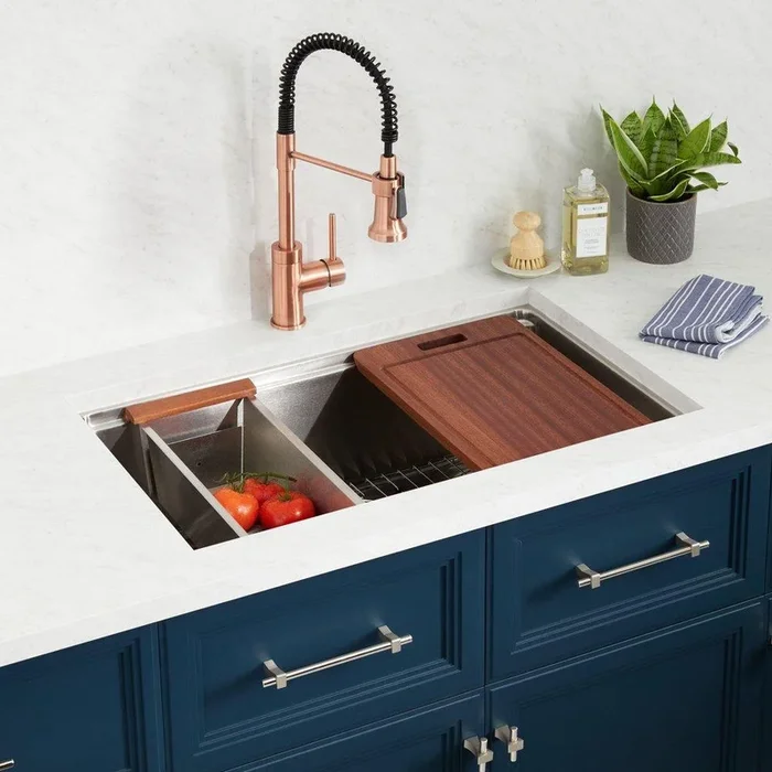 31 in. Undermount Stainless Steel Single Bowl Workstation Kitchen Sink
