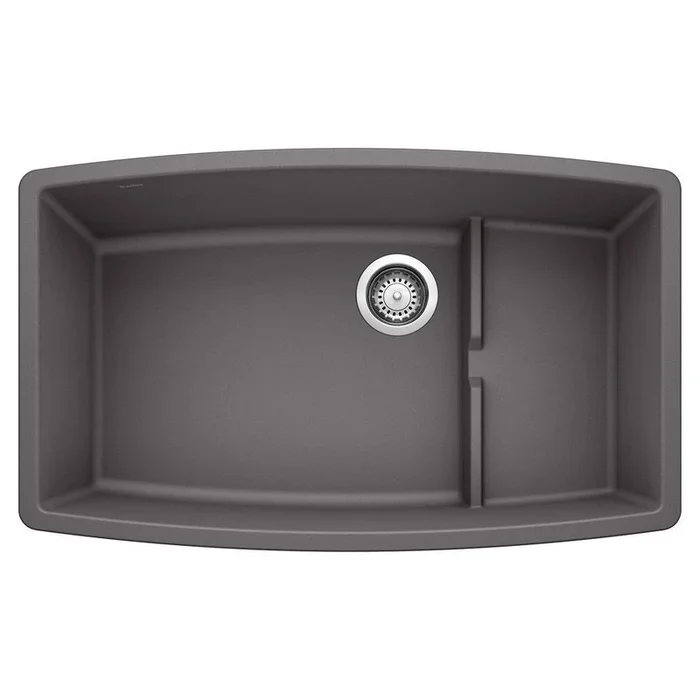 32 in. Undermount Silgranit Single Bowl Kitchen Sink in Cinder