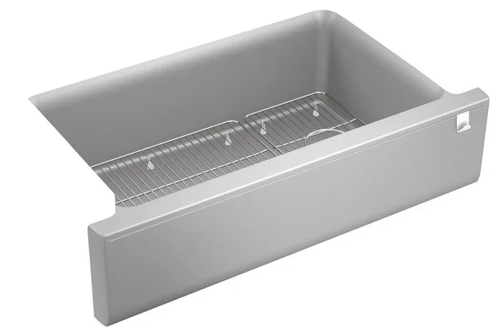34 in. Undermount Farmhouse Neoroc Single Bowl Kitchen Sink in Matte Grey