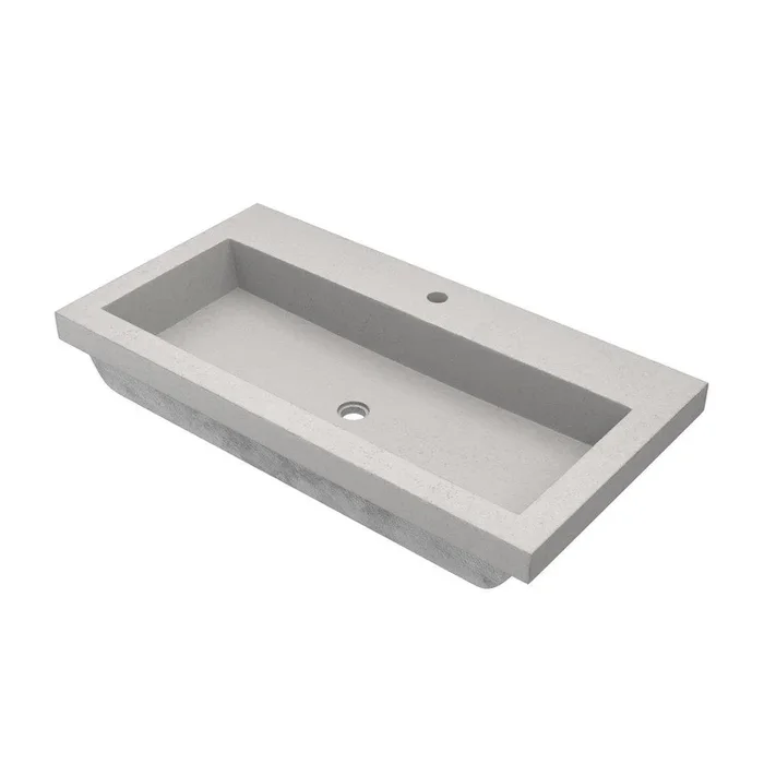36 in. Dual Mount Rectangular Stone Bathroom Sink in Ash