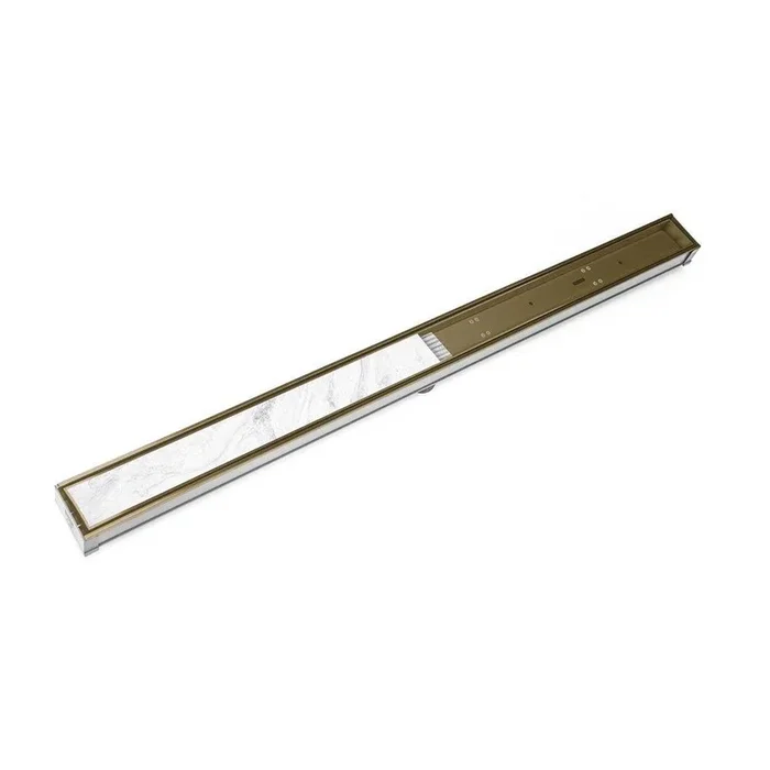 36 in. Linear Shower Drain with Tile Insert Frame in Satin Bronze