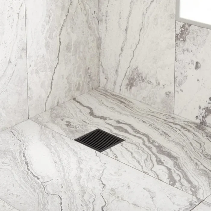 4 in. Square Shower Drain in Matte Black