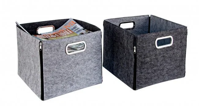 4x Scatola Zip Feltro Grigio Ass2