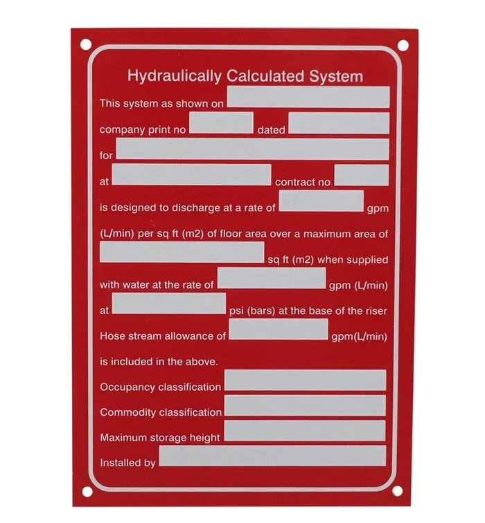 5 x 7 in. Hydraulic System Aluminum Sign