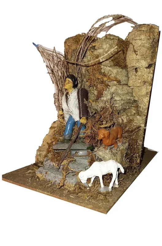 Ambientazione presepe pastore con le pecore