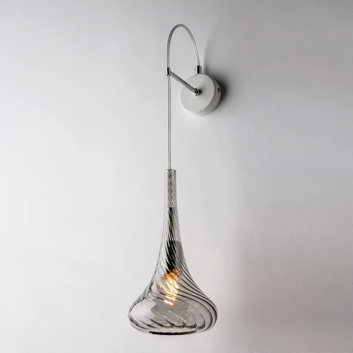 Applique in ferro, vetro grigio Pyrex 1 luce H.60 x L.14 x P.21 – M1