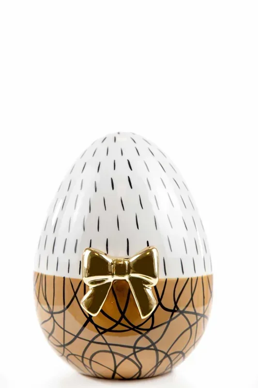 ARPIMEX Uovo Ceramica con Fiocco Oro 15 Cm