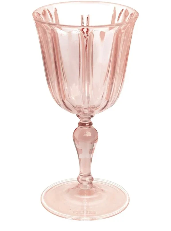 Bicchiere calice in plastica country rosa, set di sei