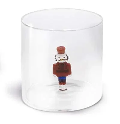 Bicchiere in vetro con soggetto interno Nutcracker