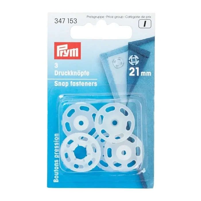 Bottoni automatici da cucire 21 mm in plastica trasparente