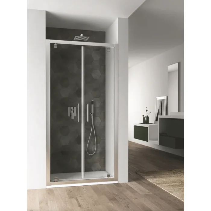 Box Doccia Battente Con Doppia Porta 100 Cm Vanita Docce “Hera ” Cromo Lucido/Vetro Trasparente