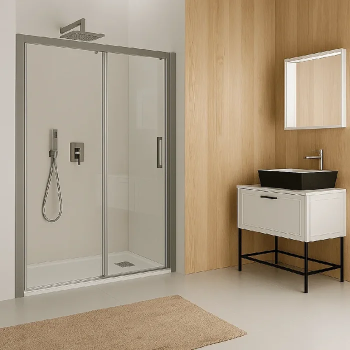 Box Doccia Scorrevole 116 Cm Vanita Docce “Atena ” Cromo Lucido/Vetro Trasparente