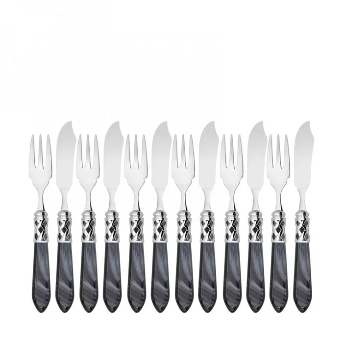 BUGATTI Aladdin Set Posate Pesce 12 Pezzi Ghiera Cromata