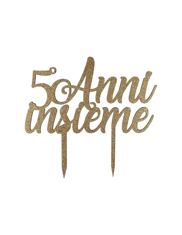 CAKE TOPPER 50 ANNI INSIEME LEGNO