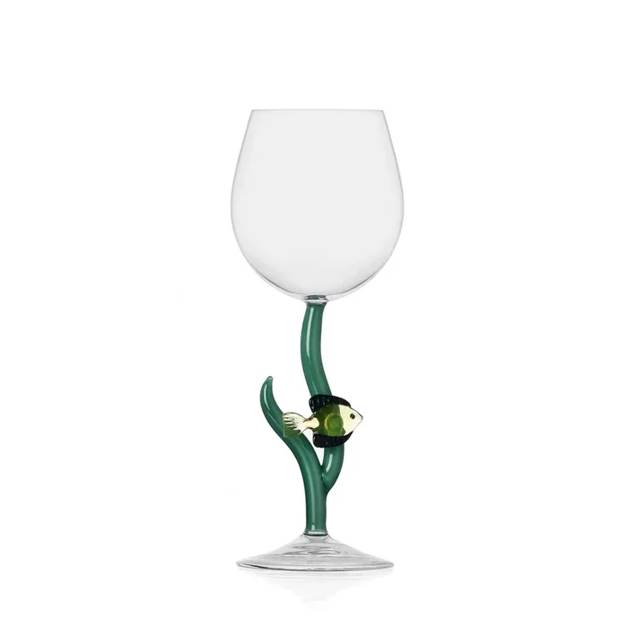 Calice in vetro con pesciolino dal design moderno ed elegante Marine Garden