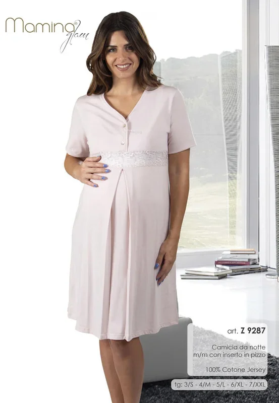 CAMICIA DA NOTTE PREMAMAN MEZZA MANICA COTONE