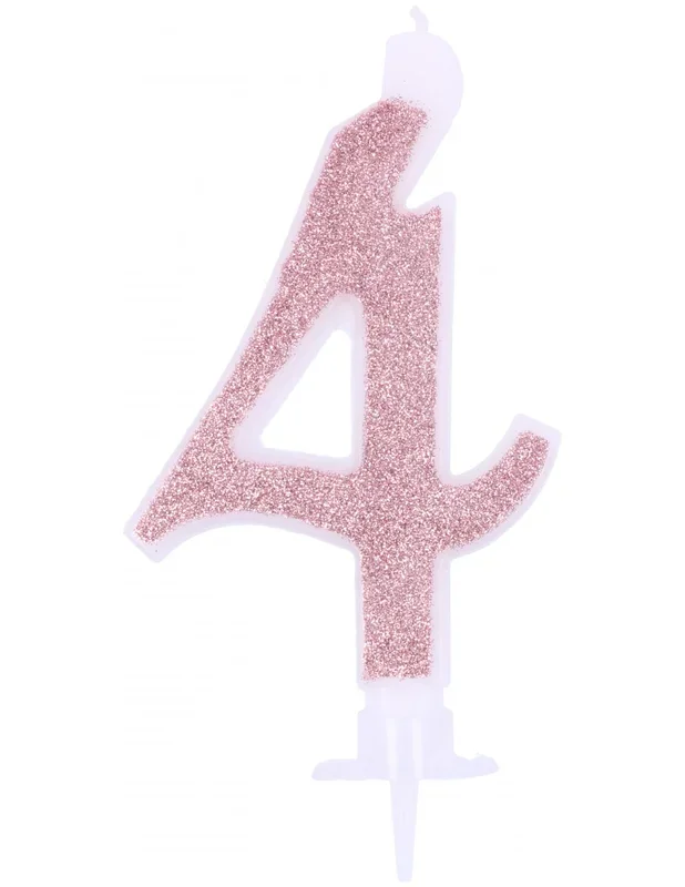 CANDELA MINI N 4 ROSA/GOLD CM 7 GLITTE