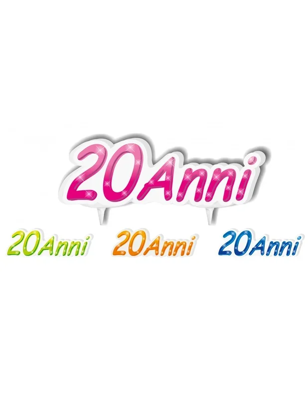 CANDELA SAGOMATA 20 ANNI CM 13X4,5 ASS.