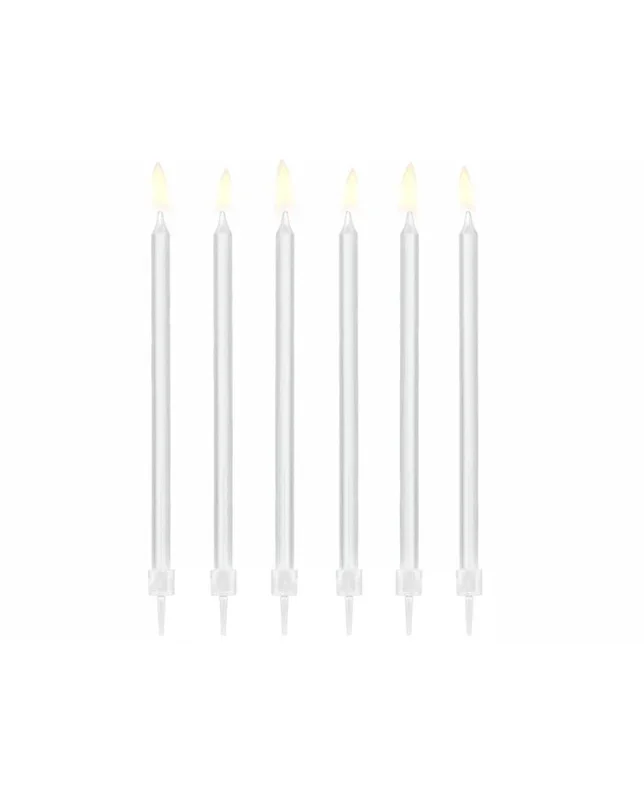 Candele di compleanno semplici, bianche, 14 cm