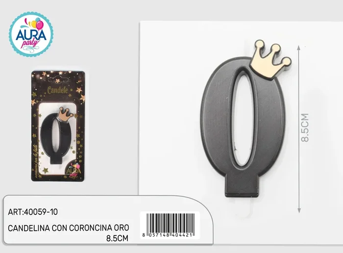 candelina nera con coroncina oro 0