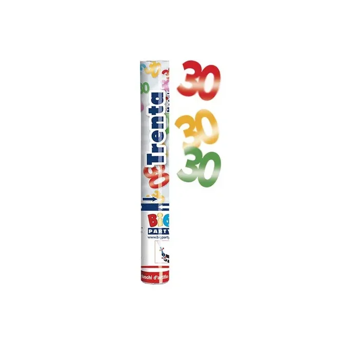 Cannone SPARACORIANDOLI 30 ANNI METAL – Tubo lancia coriandoli 30cm
