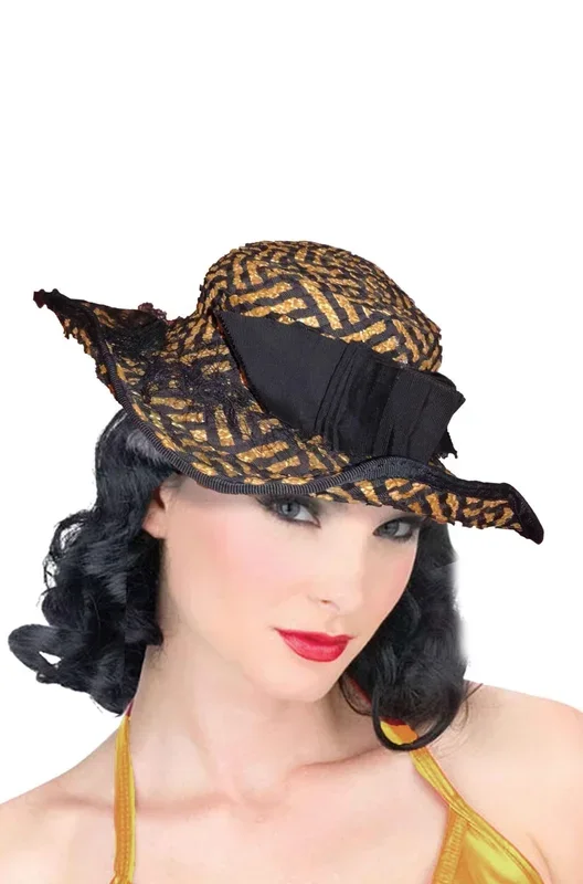 Cappello donna Anni 30 40 vintage giallo e nero