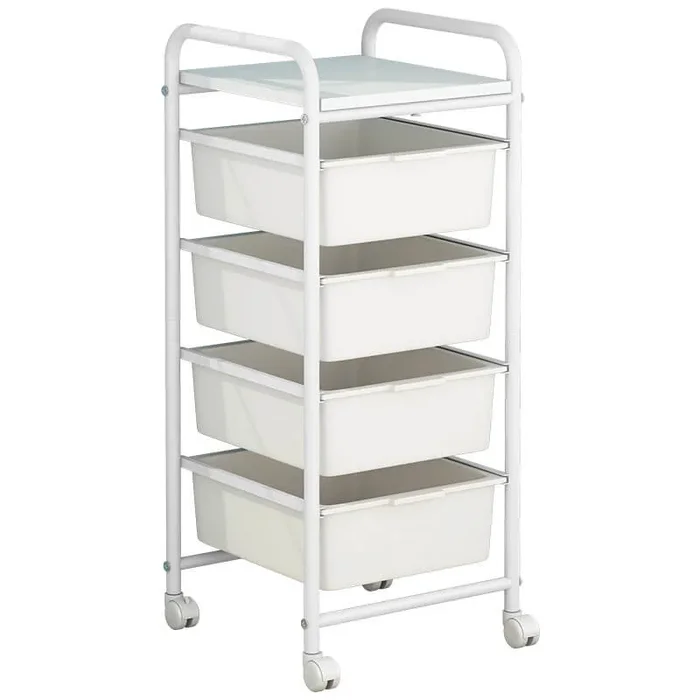 Carrello da Cucina 4 Cassetti 32,5×36,5×73 cm in Plastica Daria Bianca