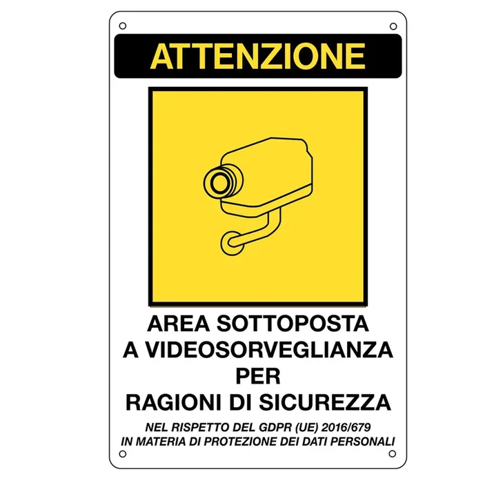 CARTELLO ADESIVO 20X30CM ‘AREA SOTTOPOSTA A VIDEOSORVEGLIANZA’