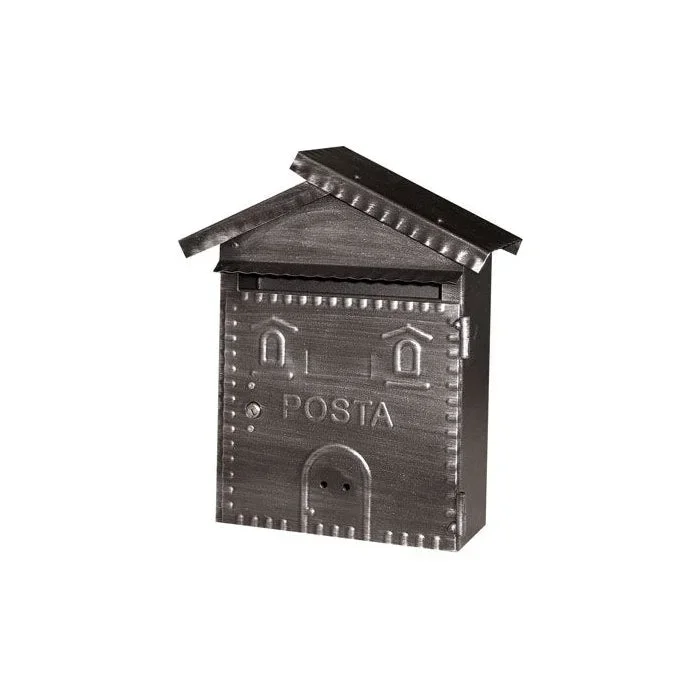 Cassetta Postale in Ferro Battuto per Esterni 22x7x35H cm col. Bronzo Martellato