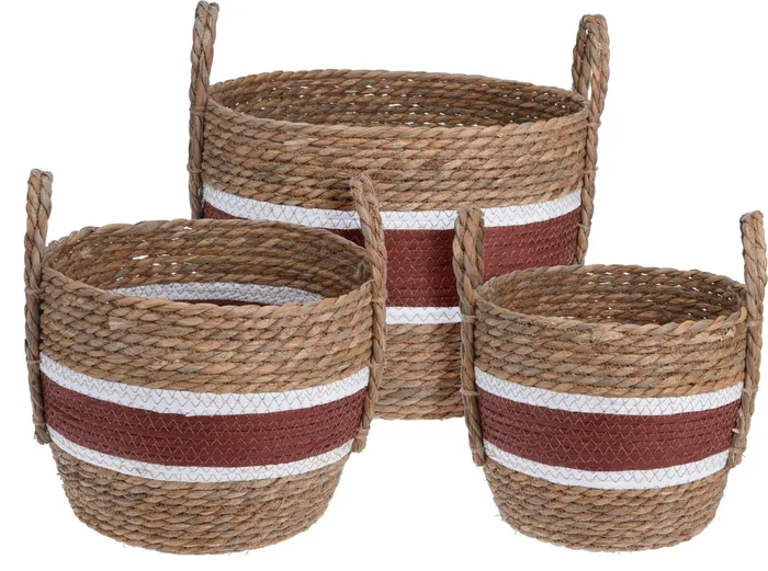Cesta Naturale Decoro Rosso Bianco Large