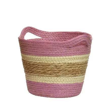 Cesto Corda Rosa Bianco Small