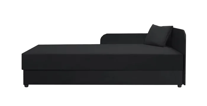 Confortevole letto per ospiti / letto da giorno con sufficiente spazio per riporre gli oggetti Lobatos 62, colore: nero, testata a destra, superficie di sdraio: 80 x 195 cm, incl. cuscini, divano letto